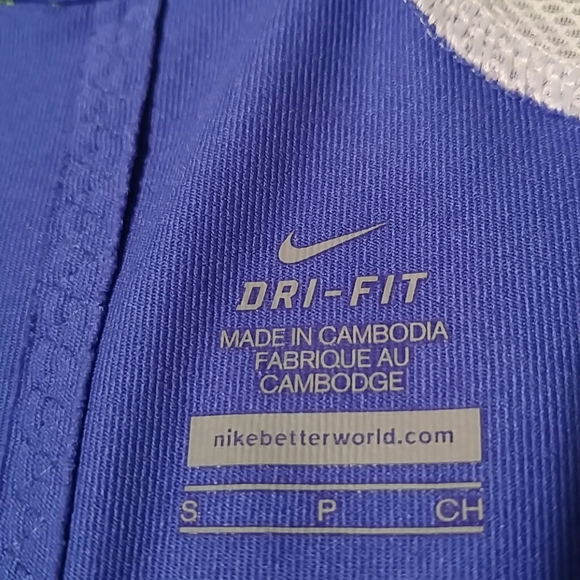 Nike Dri-Fit blue and neon yellow workout top S - Picture 2 of 3